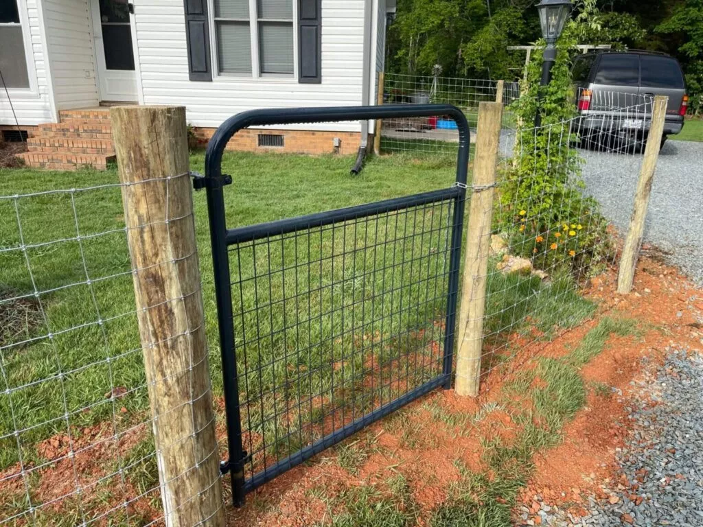 Wooden post cattle fence