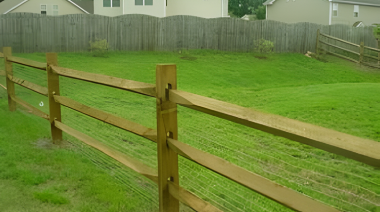 Wood grain slip fence panel view