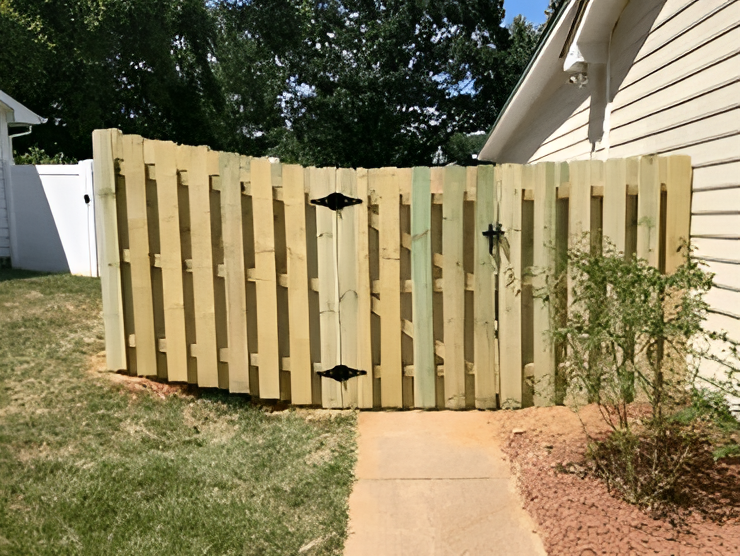 Brown stained backyard fencing