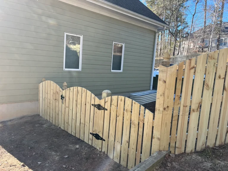 Wooden privacy fence backyard