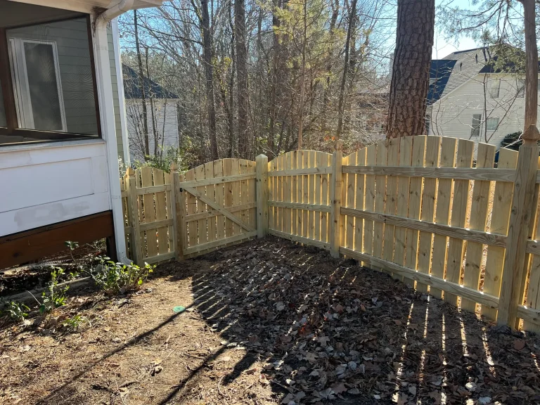 Wood fence in Greenville yard